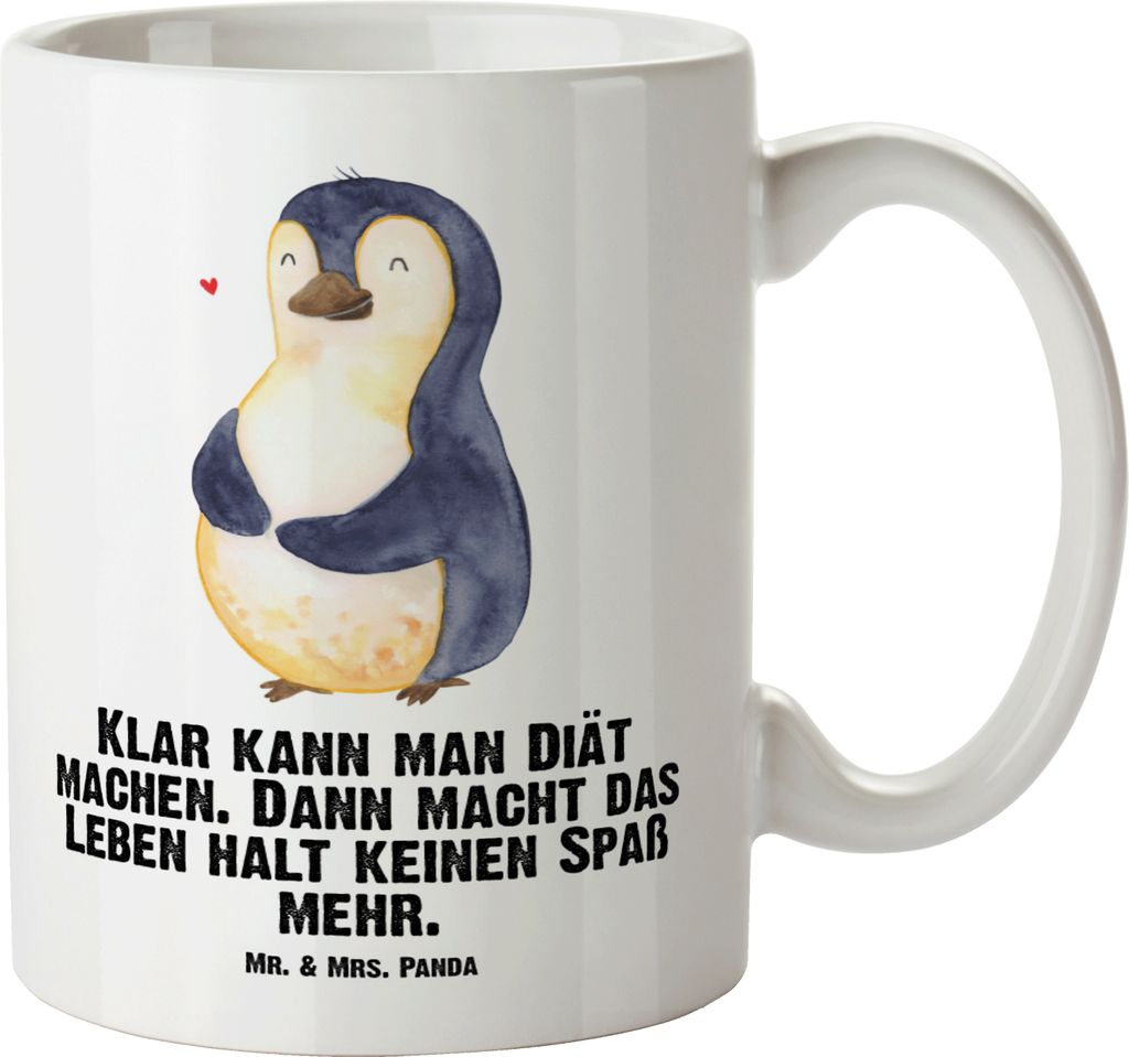 Mr. & Mrs. Panda Jumbo Tasse Pinguin Diät - Weiß - Geschenk, Abnehmen, Pott, Riesenkaffeetasse, jumbotasse, Gewicht, Große, Keramikbecher, Motiv...
