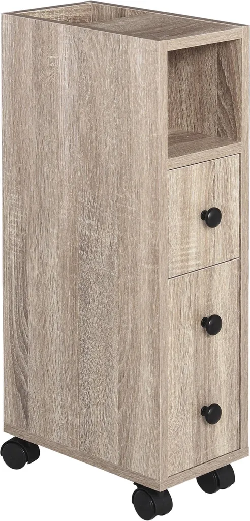 Porte-Papier Toilette 3 Niveaux en Bois Clair avec Sortie Papier Intégrée