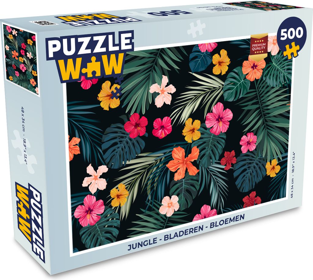 MuchoWow Puzzle 500 Teile Dschungel - Blätter - Blumen - Mädchen - Kind - 500 Teile - Kinder - Selberbauen - Puzzlespiele