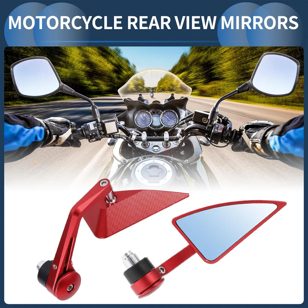 Rétroviseurs Latéraux de Moto Triangle avec Verre Bleu Anti-Éblouissement