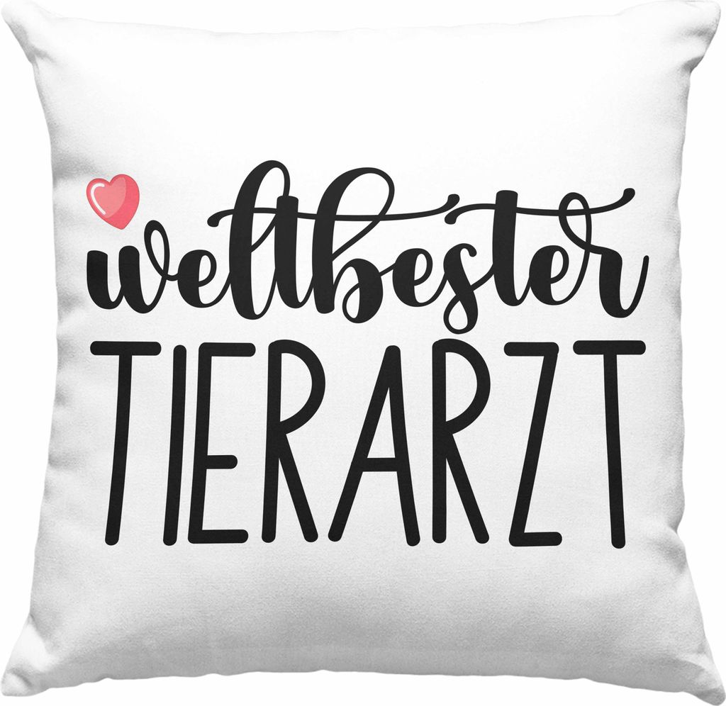 Trendation - Bester Tierarzt Geschenk Deko-Kissen mit Füllung 40x40 Geschenkideen Veterinär Danke Dankeschön (Blau)