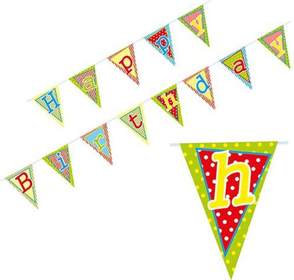 Papstar Wimpelkette für Geburtstag, Papier 4 m "Happy Birthday", 10 Stück