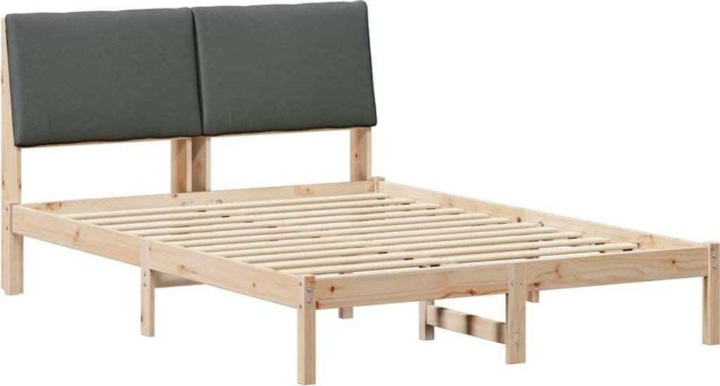 vidaXL Bettgestell Braun und Dunkelgrau 160 x 200 cm Massivholz Kiefer