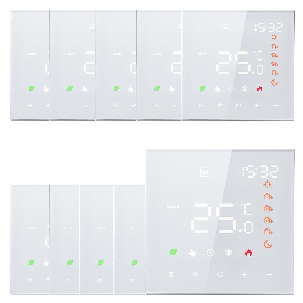 10X Smart Thermostat, Sprachsteuerung, fuer 16A Elektroheizung, Digital LCD Programmierbares Raumthermostat Thermostat Wandthermostat Unterputz Fus...