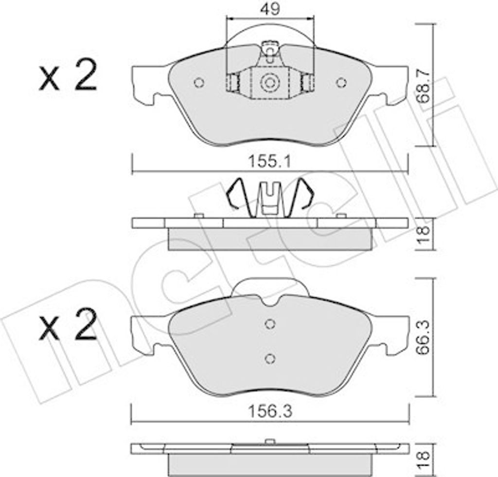 4 Bremsbelagsatz, Scheibenbremse METELLI 22-0335-1 für RENAULT RENAULT TRUCKS