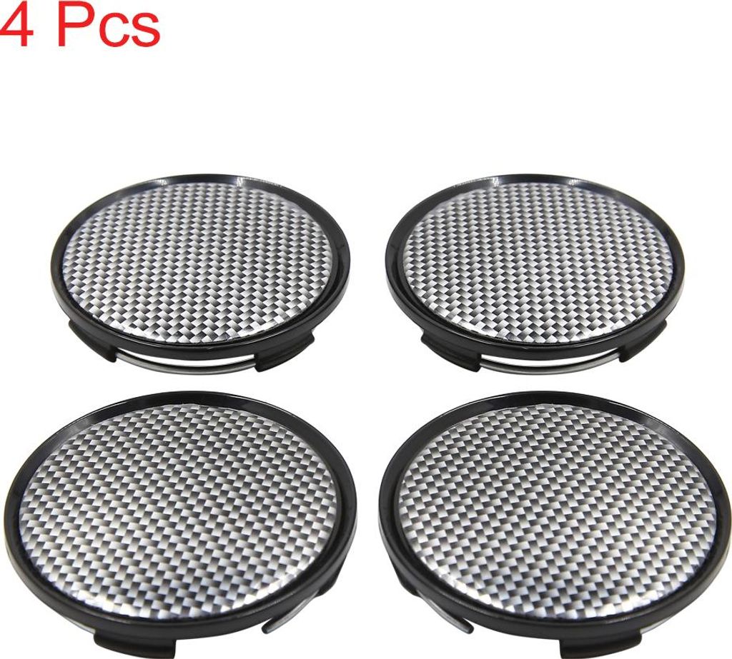 4Stk.Schwarz Kohlefaser Muster 63mm 4 Clips Rad Reifen Mitte Radkappe Abdeckung