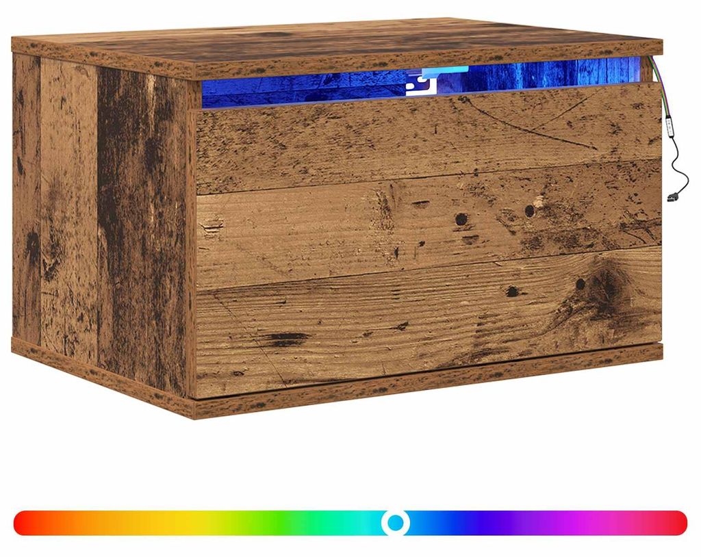 vidaXL Wandmontiertes Nachttischchen Altholz 50 x 36 x 30 cm