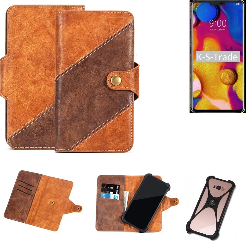 K-S-Trade Handy-Hülle Schutz-Hülle Bookstyle Case Wallet-Case kompatibel mit LG Electronics V40 ThinQ Handy Cover Bumper Kantenschutz Smartphone