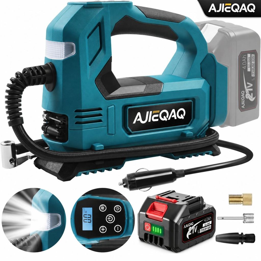 Akku-Luftkompressor 21V 4,0Ah, 150 PSI Reifenfüller mit Produktbild 