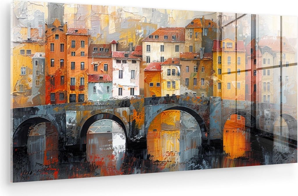 MuchoWow Glasbilder - Bilder auf Wandbild - Foto auf Glas Graben - Häuser - Kunst 120x60 cm Wanddekoration aus Glas - Acrylglasbild - Acrylbilder ...
