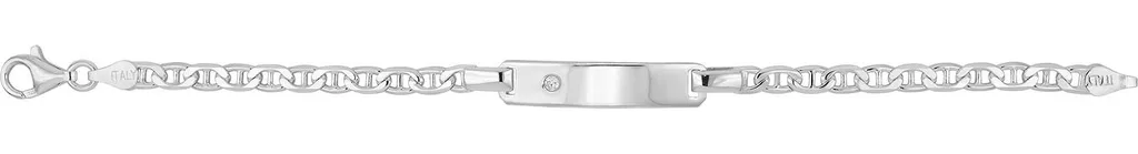 Bracelet Gourmette Fille en Argent 925 avec Plaque à Graver 16 cm