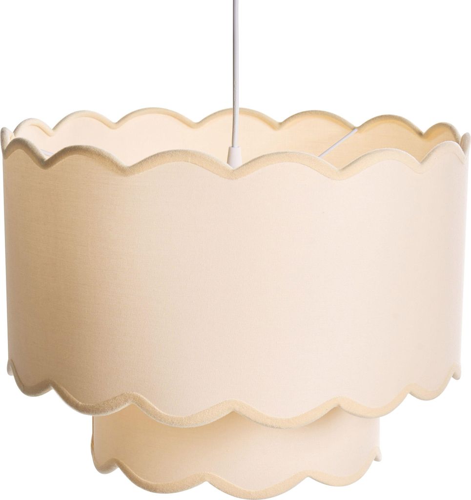 BELIANI Hängelampe Beige / Weiß mit Stoffschirm Modernes Design Hängeleuchte Pendelleuchte für Esszimmer Esstisch Küche Wohnzimmer Schlafzimmer