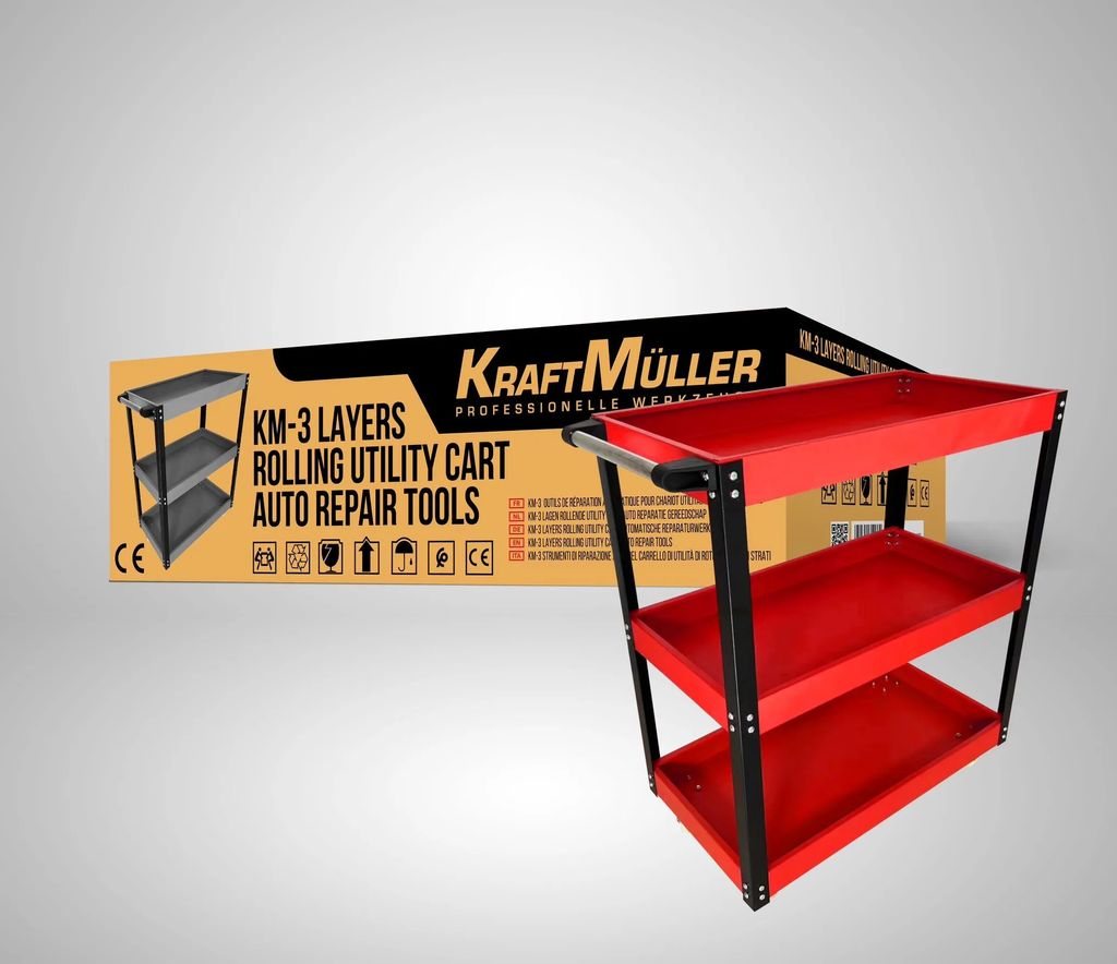 Metall Servicewagen Werkzeugwagen Werkstattwagen 3 Etagen 100kg