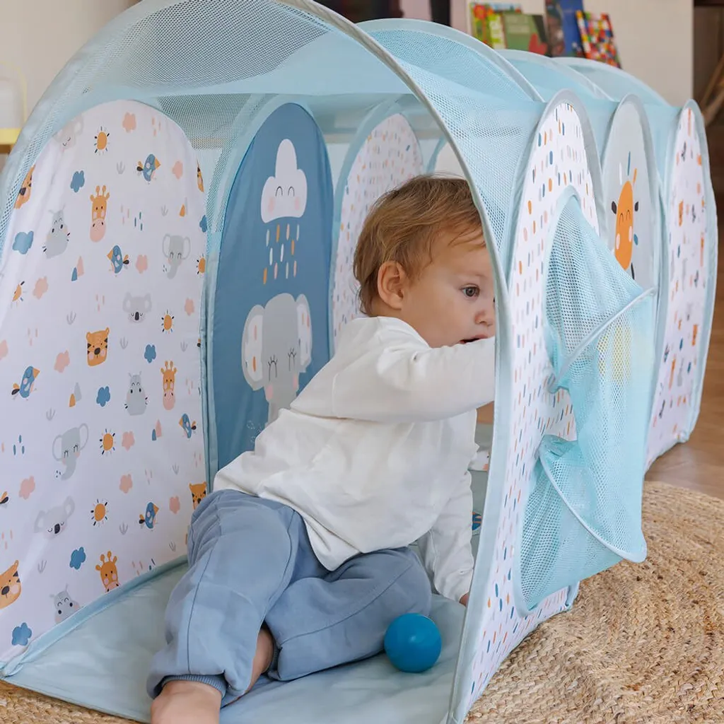 Tunnel de rampement multicolore Eurekakids avec 3 balles pour bébés actifs