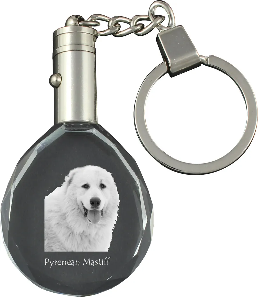 Ciondolo Cristallo Mastino dei Pirenei con Foto - Idea Regalo Esclusiva Art-Dog