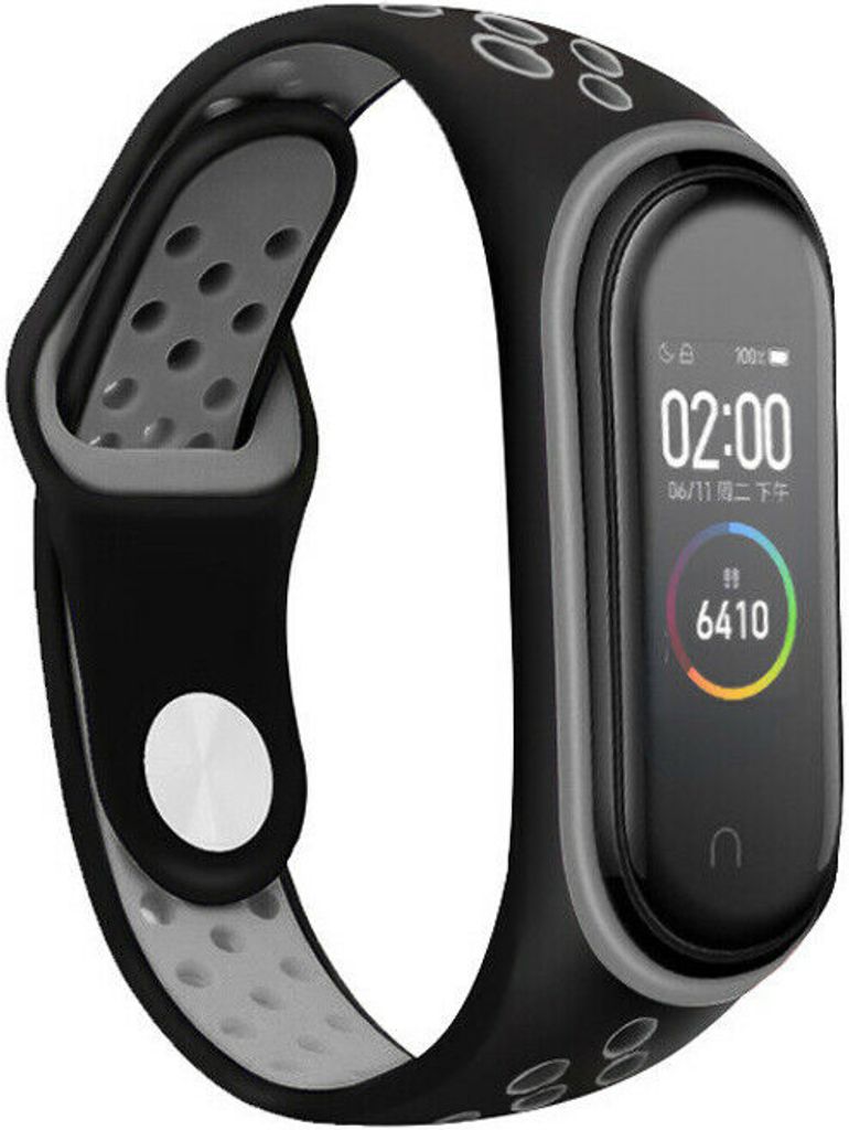 Strap-it Xiaomi Mi Band 6 Sportarmband (Schwarz / Grau)