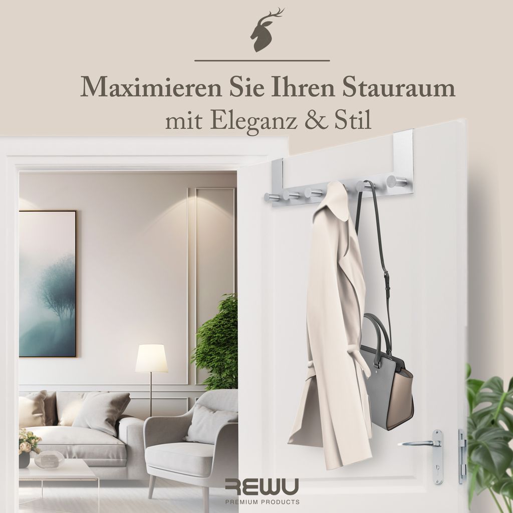 Türgarderobe Edelstahl mit 6 Haken Produktbild 3