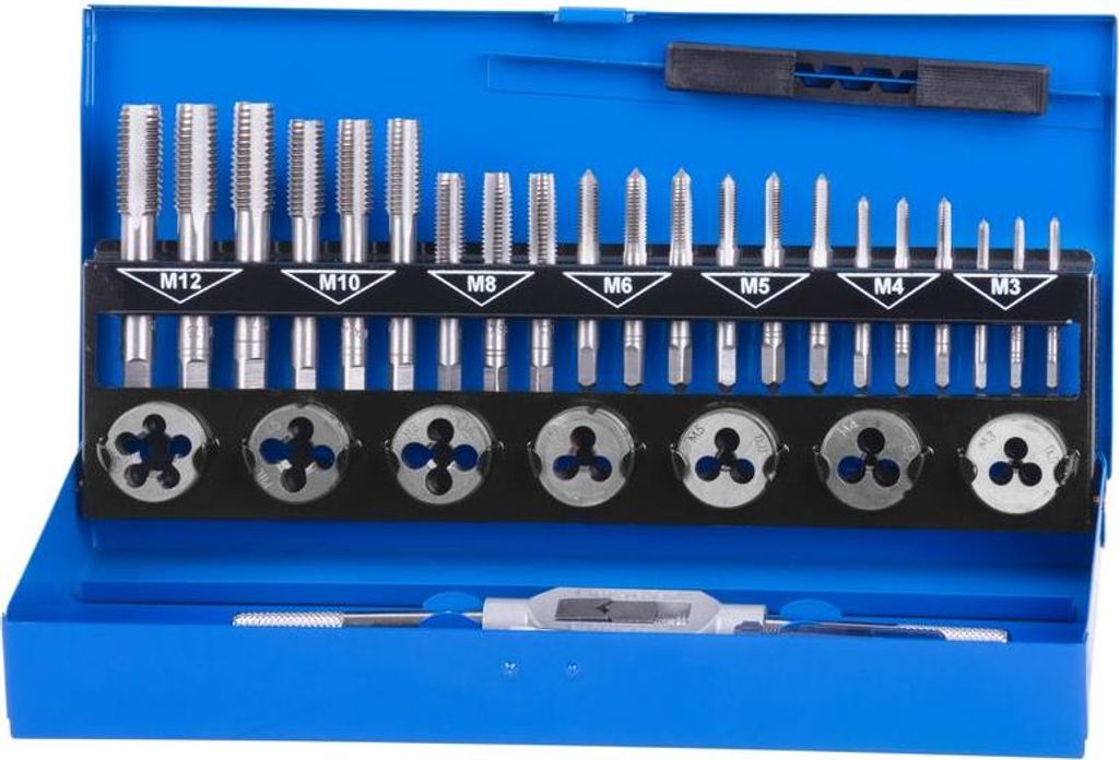 Satz Gewindebohrer und Schneideisen Strend Pro SX1033, HSS, 33-teilig, M3-M12