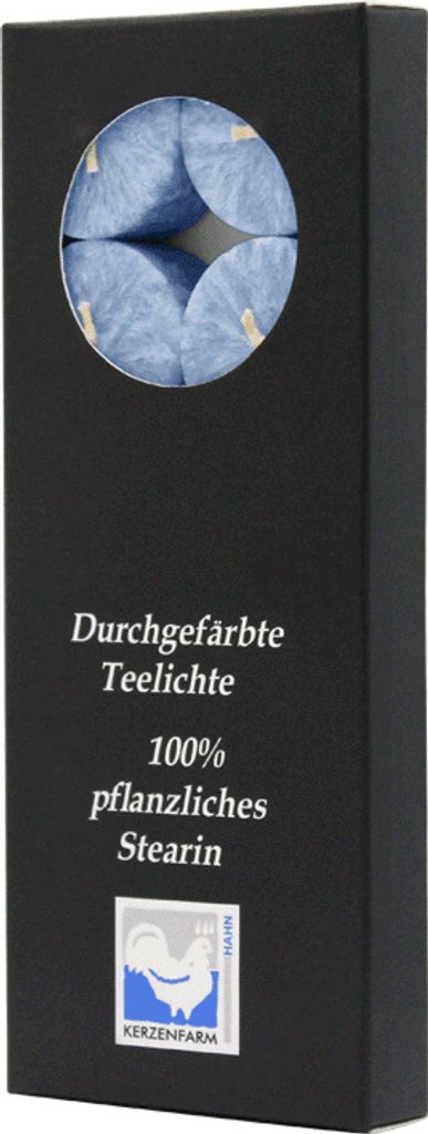 Teelichter aus Stearin, 18/38 mm, Blau, KERZENFARM HAHN, Produktbild 