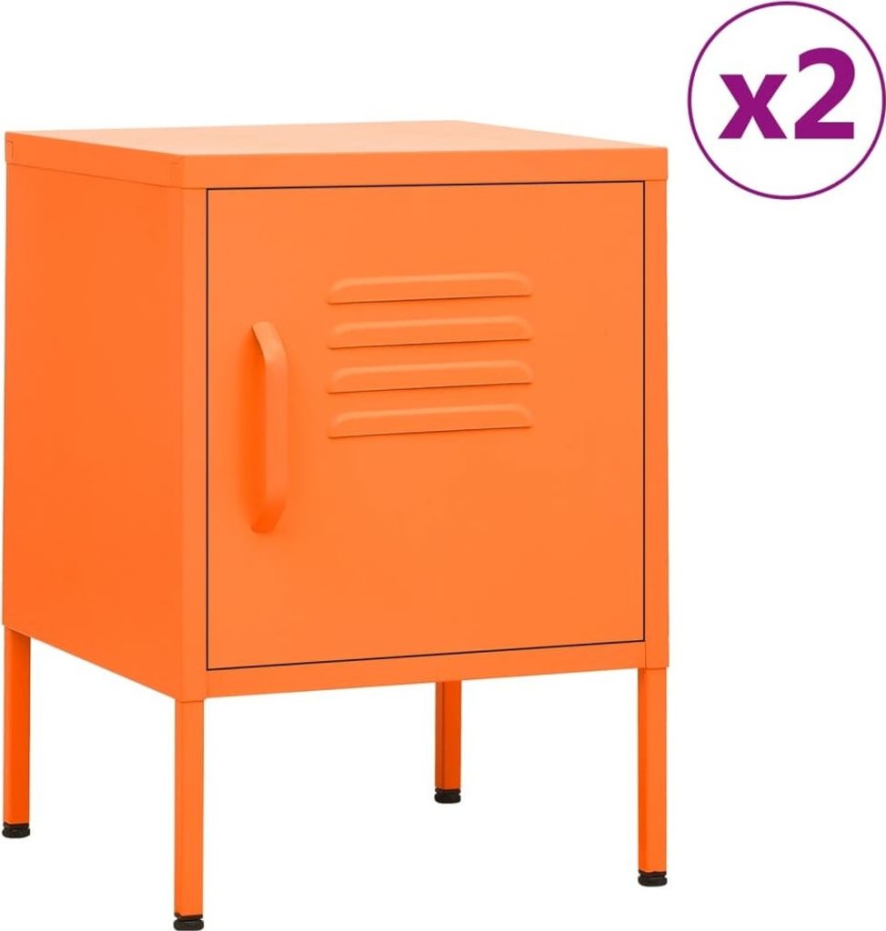 Nachttische 2 Stk. Orange 35x35x51 cm Stahl