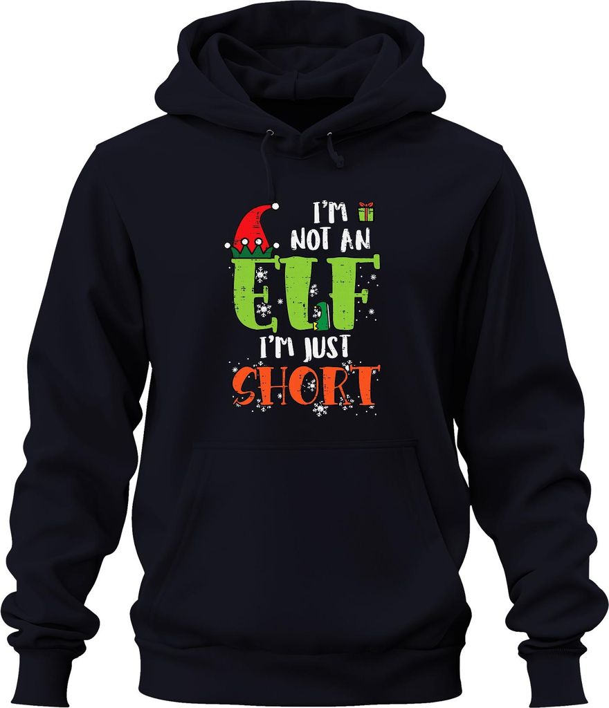 I'm Not An Elf I'm Just Short Weihnachten Elf Geschenk Uni Hoodie Kapuzenpullover, Navy, M