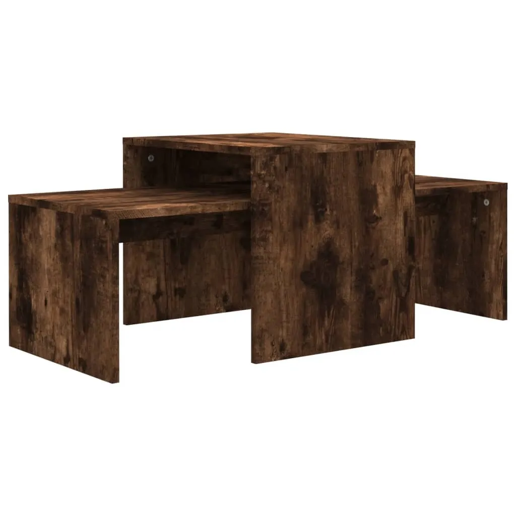 Qualità Legno Multistrato: Set Tavolini Rovere Fumé 100x48x40 cm
