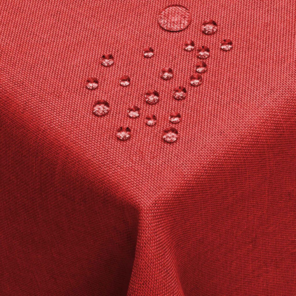 DecoHomeTextil Leinen Optik Tischdecke Dunkelrot Eckig 130 x 340 cm mit Lotus Effekt Abwaschbar