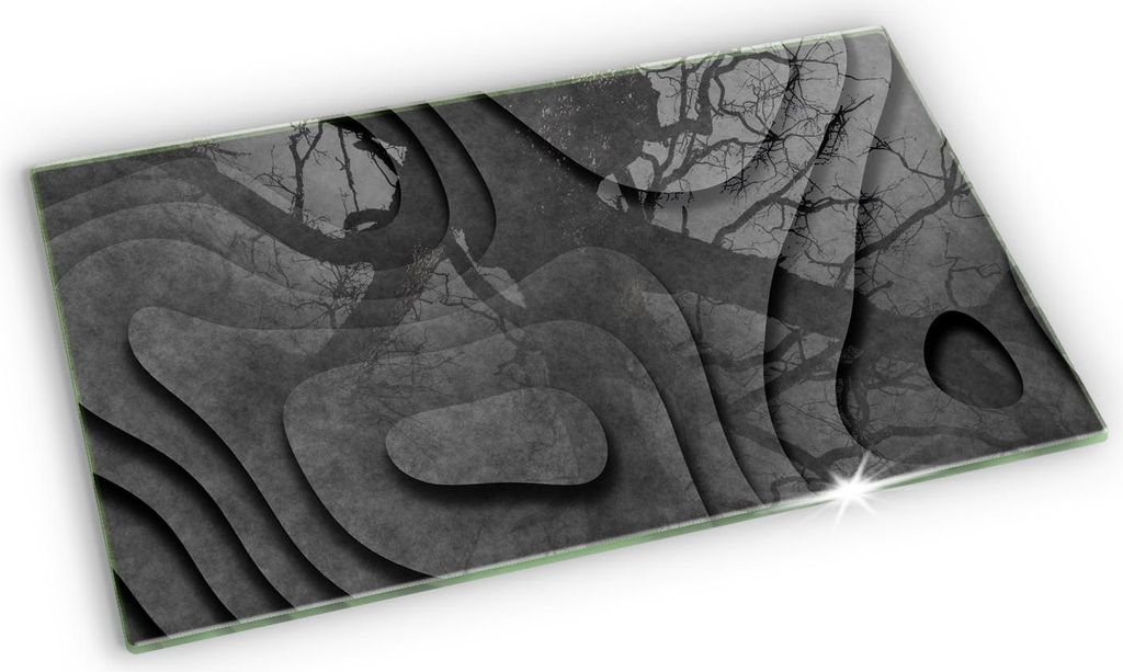 Glasplatte für Grabkerzen Gummifüße Glas Motiv - 52x30 cm - 3D-Steinformen