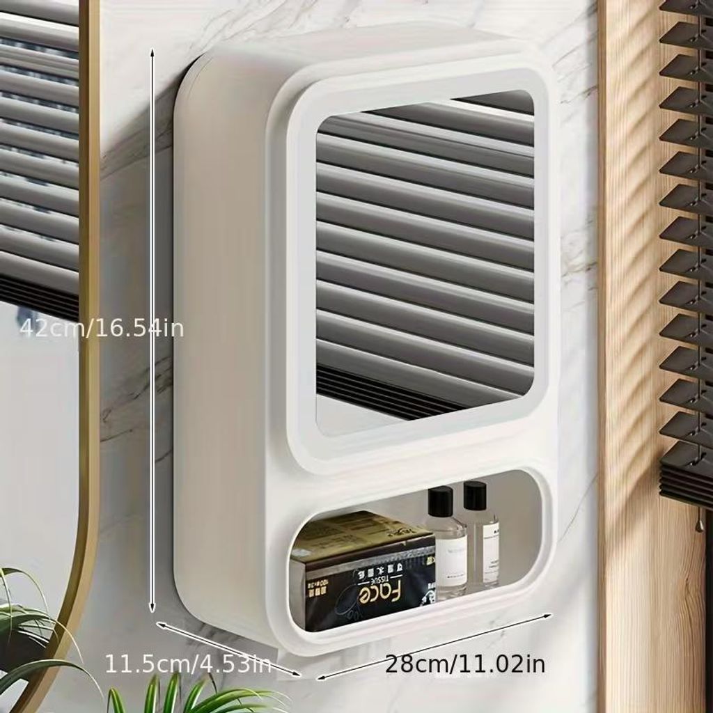 Spiegelschrank 42 x 28 x 12 cm weiß 1 türig bis 24 kg belastbar, Badezimmerschrank