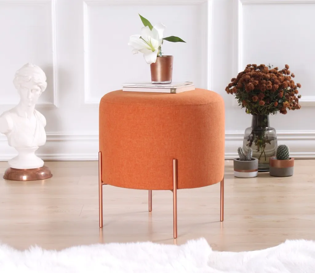 Pouf et Repose-pieds Orange en Coton Hanah Home Copper 42 Design