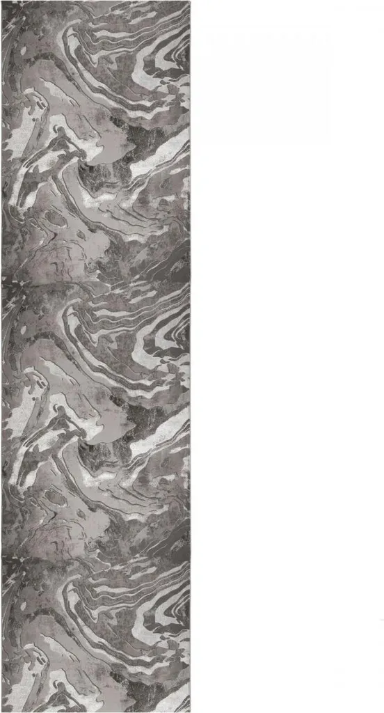 Tapis de course Eris Marbled Silver 80x300 cm idéal pour long couloir