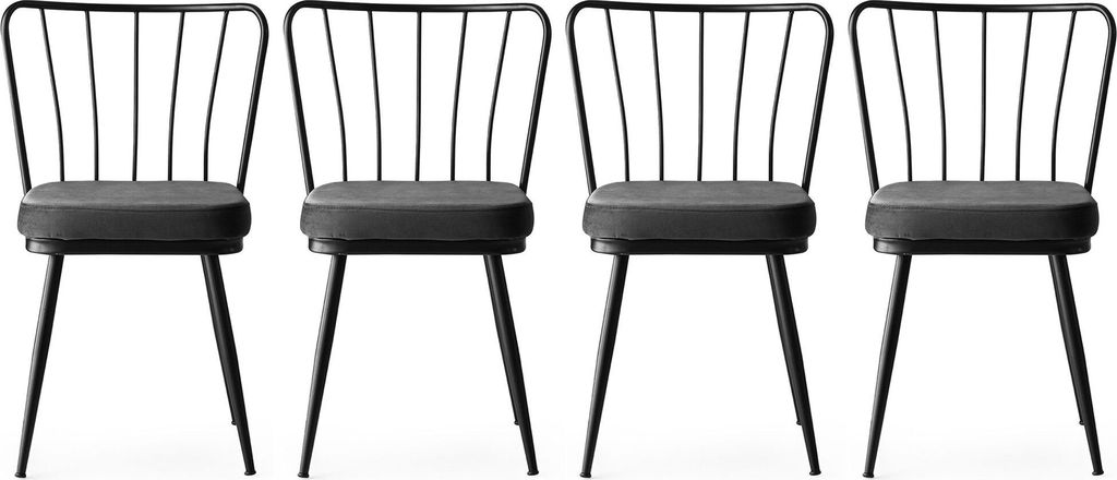Skye Decor schwarze, vielseitiges Set aus 4 Esstischstühle oder Bürostühle aus langlebigem Metall | Einzigartiges und hochwertiges Design | Set ...