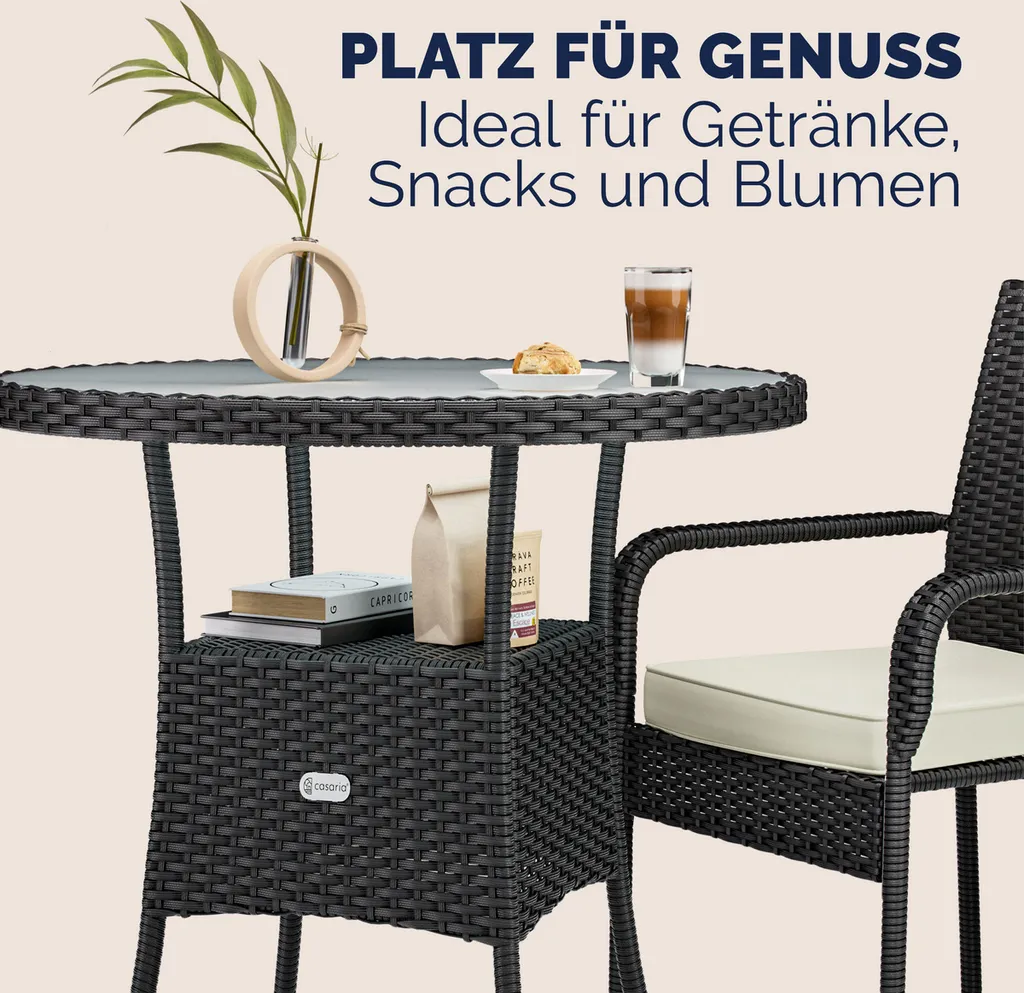 Table de balcon compacte pour petit espace extérieur noir rond 60cm - 5