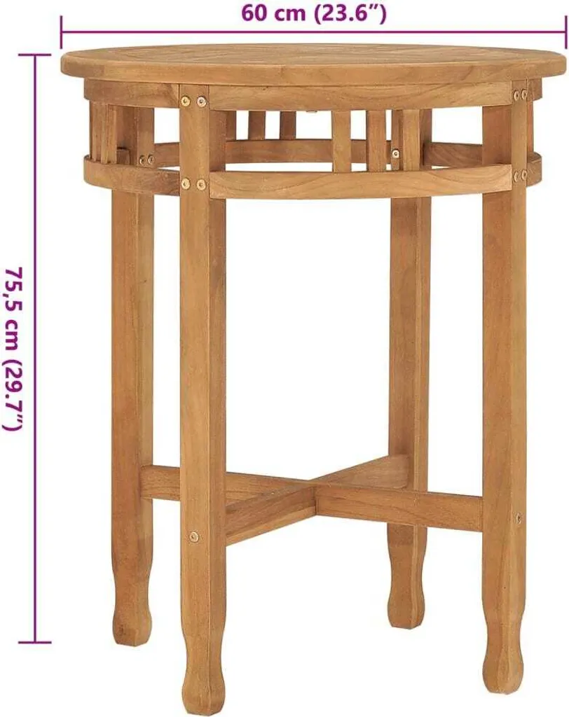 Table de Bistrot en Teck Massif Ø60 cm Résistante aux Intempéries - 5