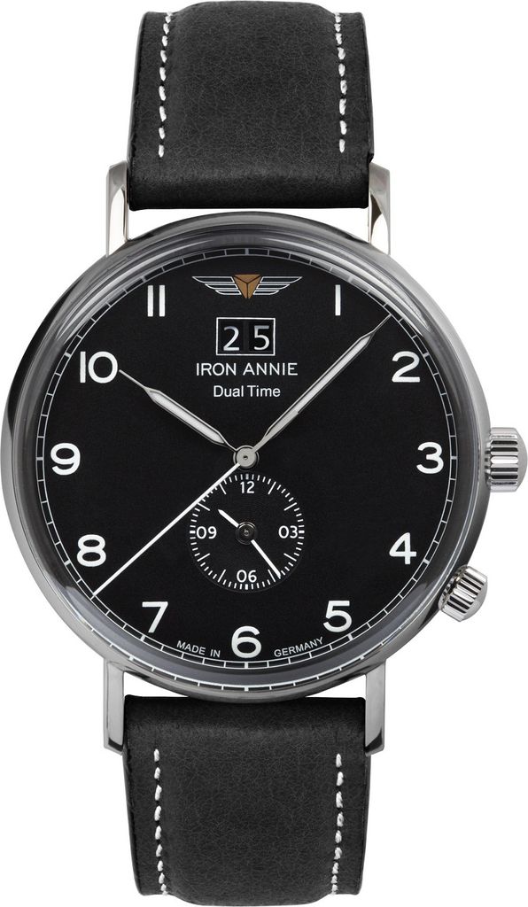 Iron Annie 5940-2 Herrenuhr Quarz Dual Time Lederarmband