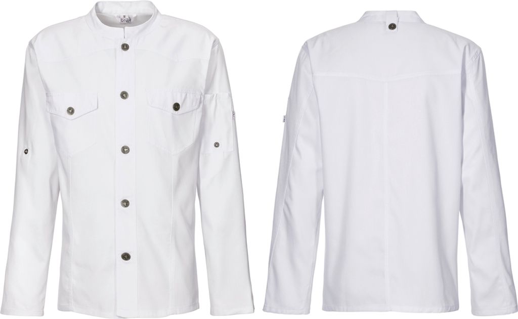 Kochjacke Westernstyle, langarm, Druckknöpfe, Fb. weiss, Gr. 2XL : 2XL : weiß : 65% Polyester 35%Baumwolle 220 g/m²