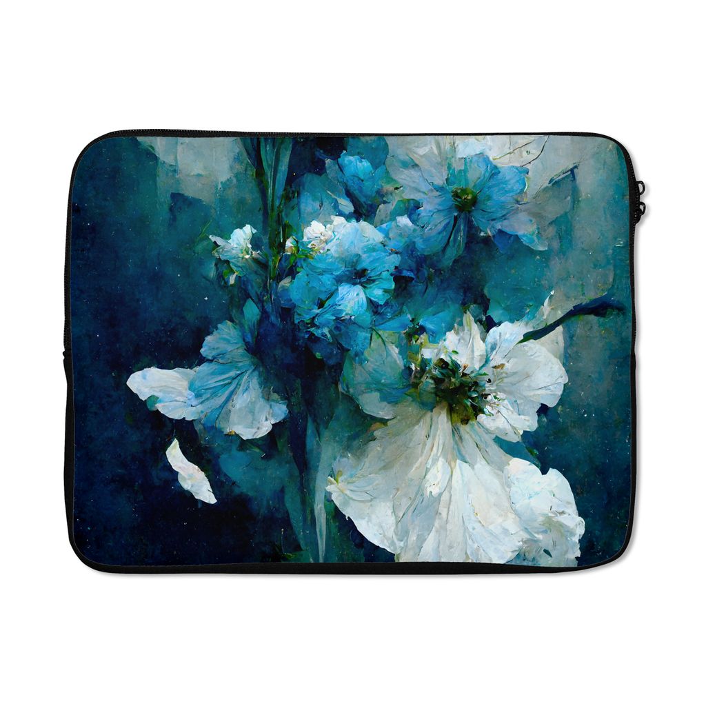 MuchoWow Laptop Hülle 15 Zoll Blumen - Blumenstrauß - Farbe - Blau Laptoptasche - Laptoptasche - Sleeve - Rundum-Schutz