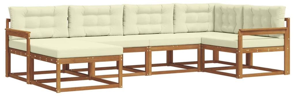 vidaXL Outdoor-Sofagarnitur mit Kissen 6 pcs Natur und Creme
