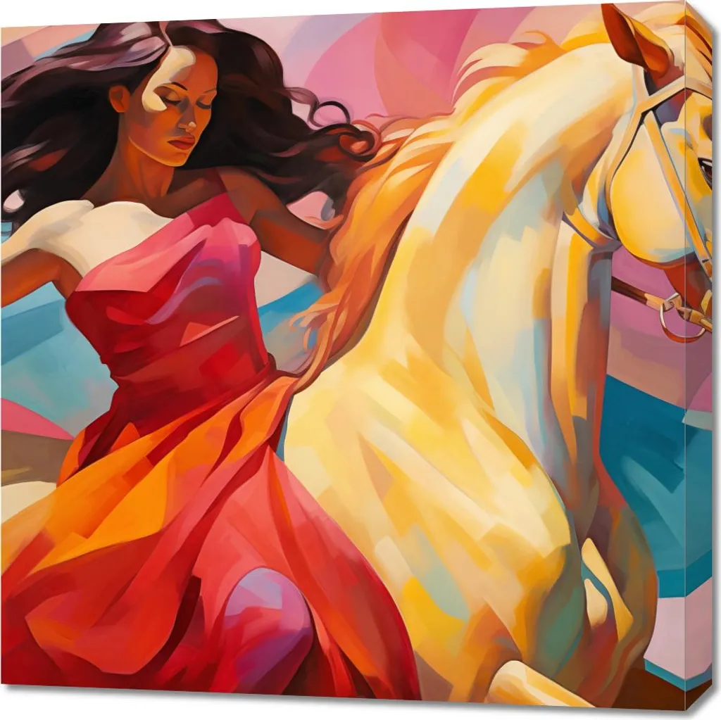 Tableau de Salon Danse sur le Cheval Venteux 70x70 cm pour Déco Zen