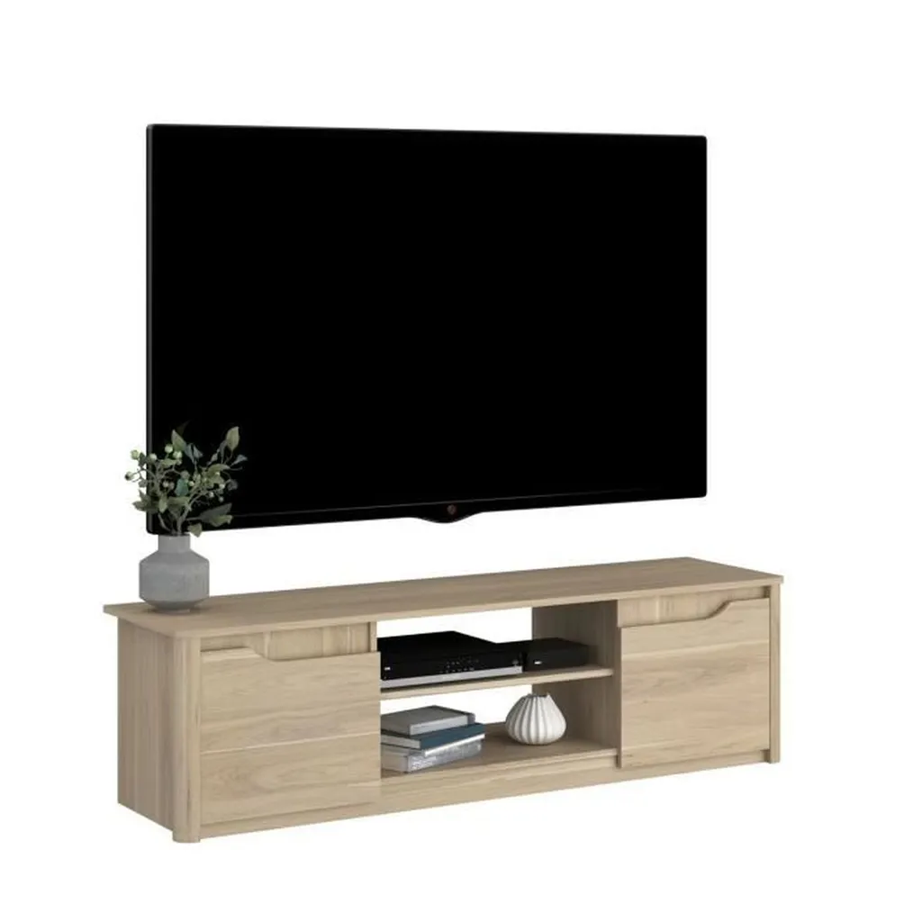 Meuble TV bas BETTY de 150 cm style classique avec rangements fermés