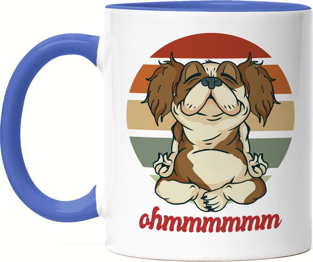 Ohmmm Tasse Blau Meditation Yoga Süßer Hund Geschenkidee Yoga-Studio Mental Health