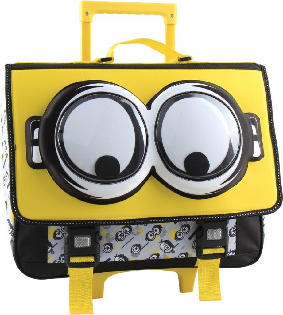 Minions 41 CM Ranzen Tasche auf Rädern Schultasche für Kinder Minions-Ordner 3D Augen