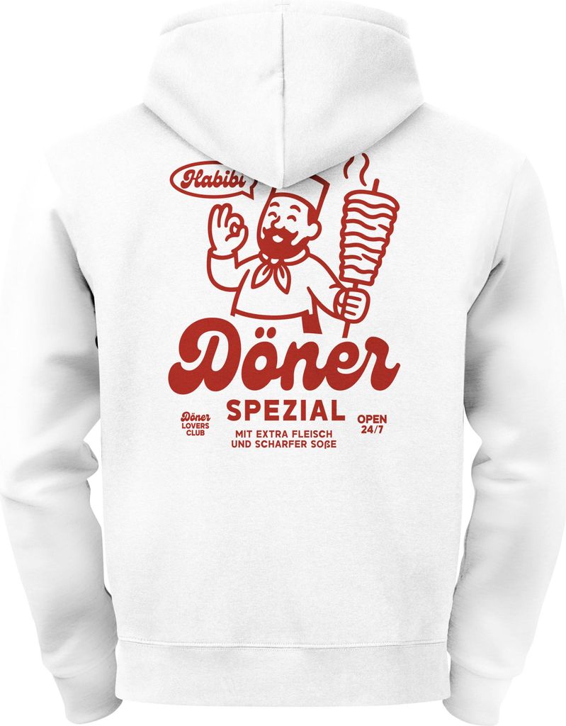 Herren Hoodie Backprint Döner Design Habibi Döner Spezial Fun & Food Print Männer Fashion Streetstyle Neverless