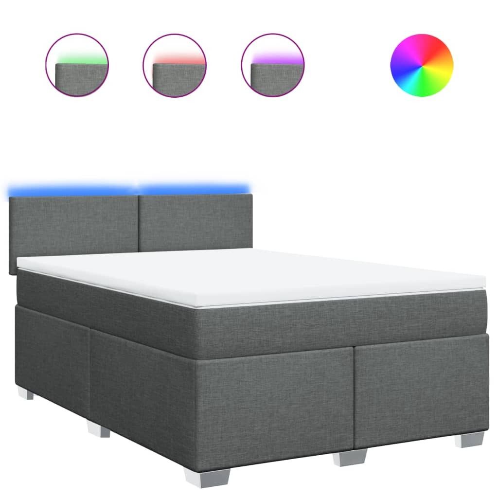 vidaXL Boxspringbett mit Matratze Dunkelgrau 160x200 cm Stoff