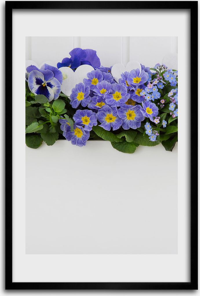 Bild - Bilderrahmen - 40 cm x 60 cm - MDF - Rahmen - Wandkunst - Violette Blumen