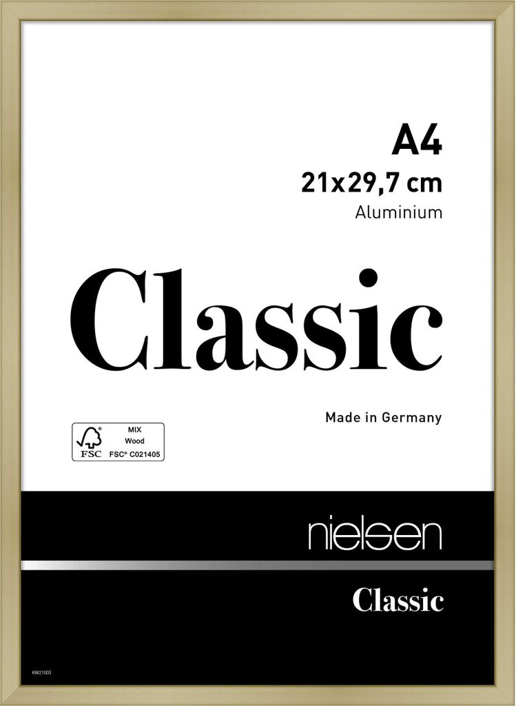nielsen Aluminium Bilderrahmen Classic, 21x29,7 cm (A4), Gold Matt