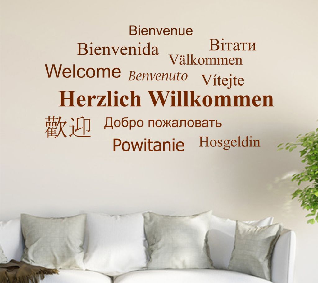 Herzlich Willkommen Wandtattoo in 6 Größen - Wandaufkleber Wall Sticker - Dekoration, Küche, Wohnzimmer, Schlafzimmer, Badezimmer