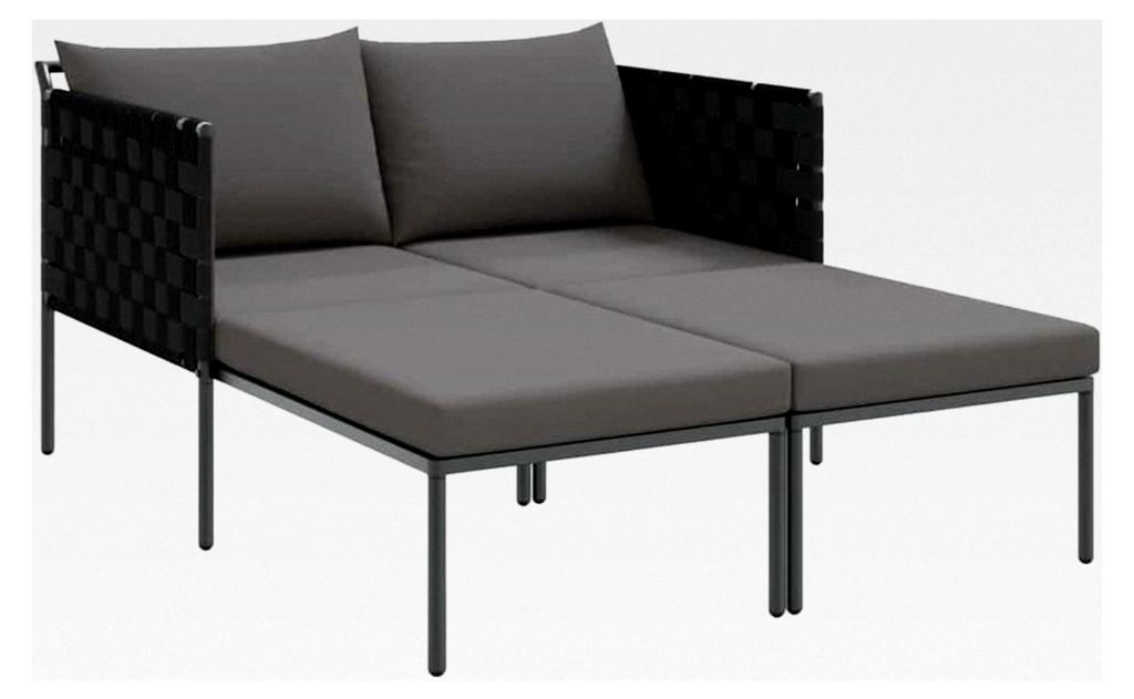 Sonnenliege mit Kissen für 2 Personen in Anthrazit, 153 x 115 x 69,5 cm, eleganter Loungestuhl für den Außenbereich, minimalistisches Gartenmöb...