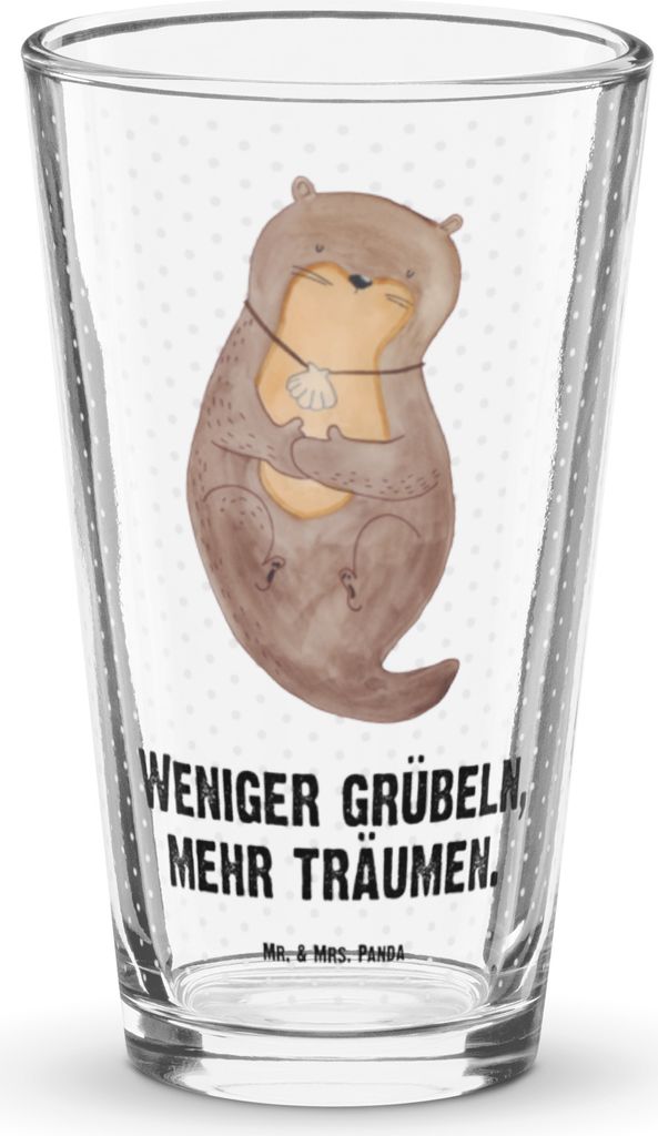 Mr. & Mrs. Panda Glas Otter Muschel - Transparent - Geschenk, Cocktailglas, Pint, Positiv, Motivation, Träumen, Optimistisch, Longdrinkglas, Tumbl...