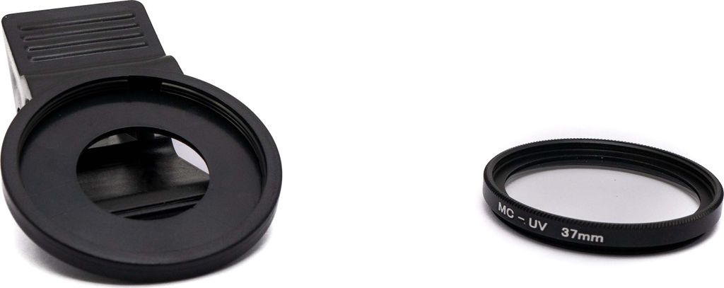 SYSTEM-S UV Filter 37 mm 2x beschichtet Slim Linse mit Clip für Smartphones in Schwarz